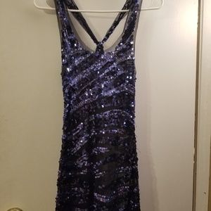 Madee purple and black sequin short dress